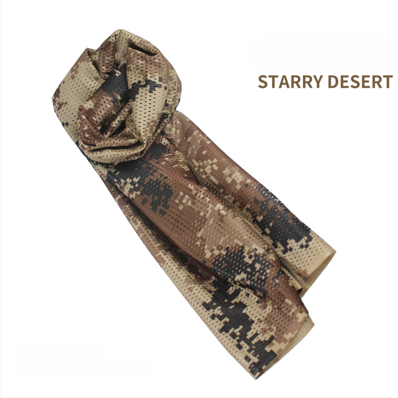 Kamuflāžas tīkla galvas šalle – vēja izturīga, saules aizsardzība; āra sportam, pieaugušajiem, unisex, pārgājieni un riteņbraukšana