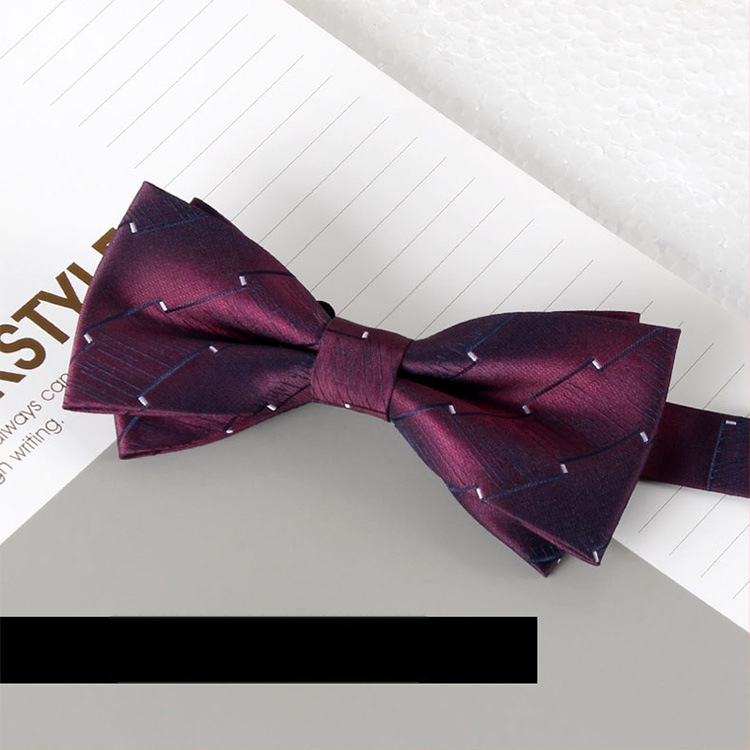 Dvostruka leptir-mašna – jacquard, poliester, monokromatska, unisex