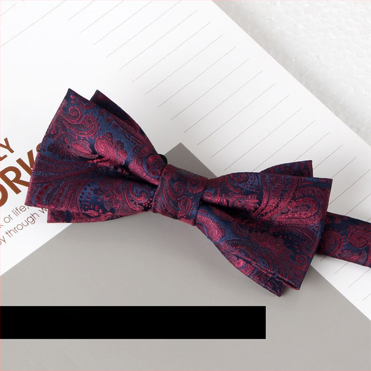 Dvostruka leptir-mašna – jacquard, poliester, monokromatska, unisex