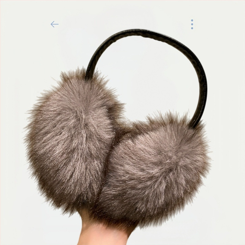 Pliša ausu aizsargi ar galvas lentu ziemai – siltums ārā, monohromatisks raksts, mākslīgās lapsas kažokādas akcenti