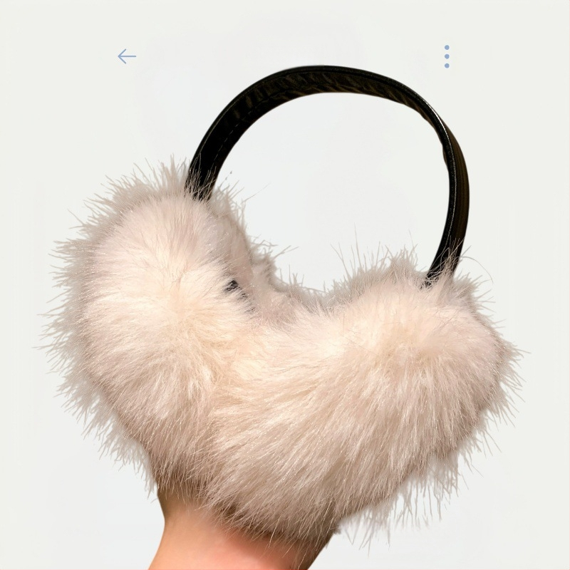 Pliša ausu aizsargi ar galvas lentu ziemai – siltums ārā, monohromatisks raksts, mākslīgās lapsas kažokādas akcenti