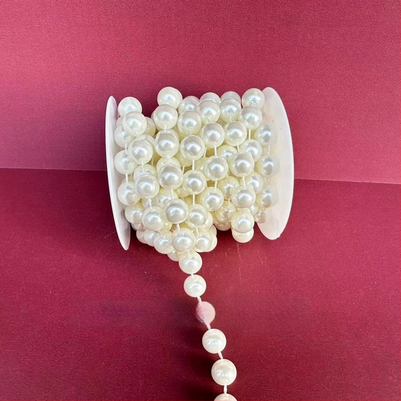 Perlų grandinė vestuvinėms dekoracijoms | plastikiniai/derviniai perlai | elektroplakavimas | Hongsheng prekės ženklas | Pavasaris 2023