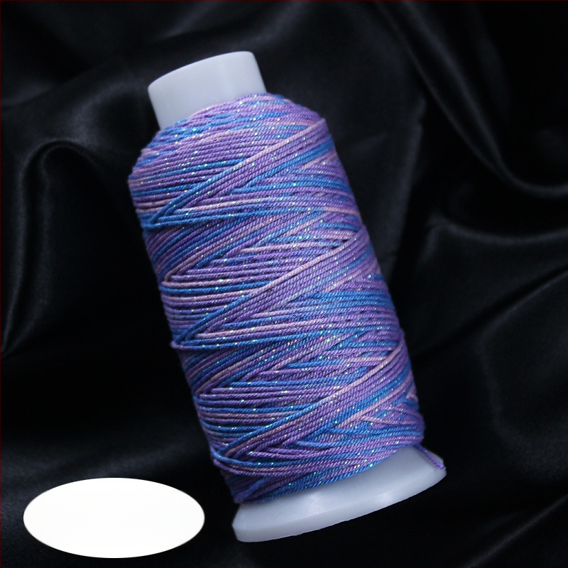 Gradientiškai dažytas medvilninis siūlas su auksine siūle, rankomis mezgta DIY papuošalų virvė (Medžiaga: medvilninis siūlas + poliesteris + auksinė siūlė; Apdorojimo technologija: rankų mezgimas; Kilmė: Jinhua; Stilius: originalus dizainas)