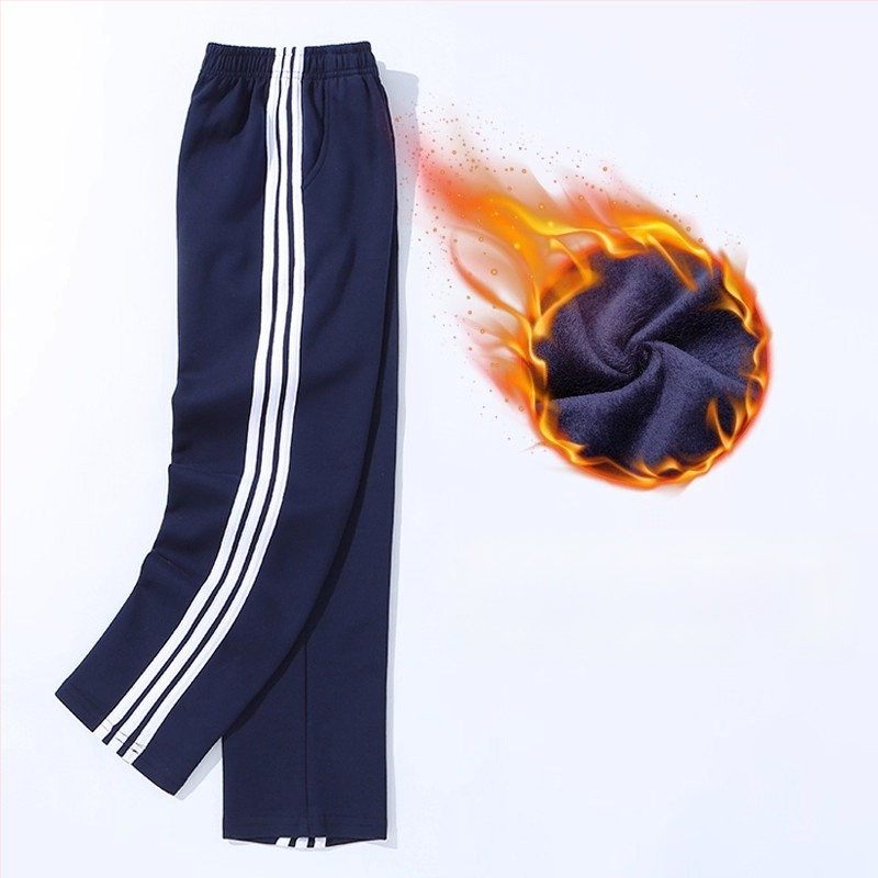 Vaikų mokyklinės kelnės su dryžiais, koledžo stiliaus, medvilnės-poliesterio mišinys, unisex, vidurio juosmens