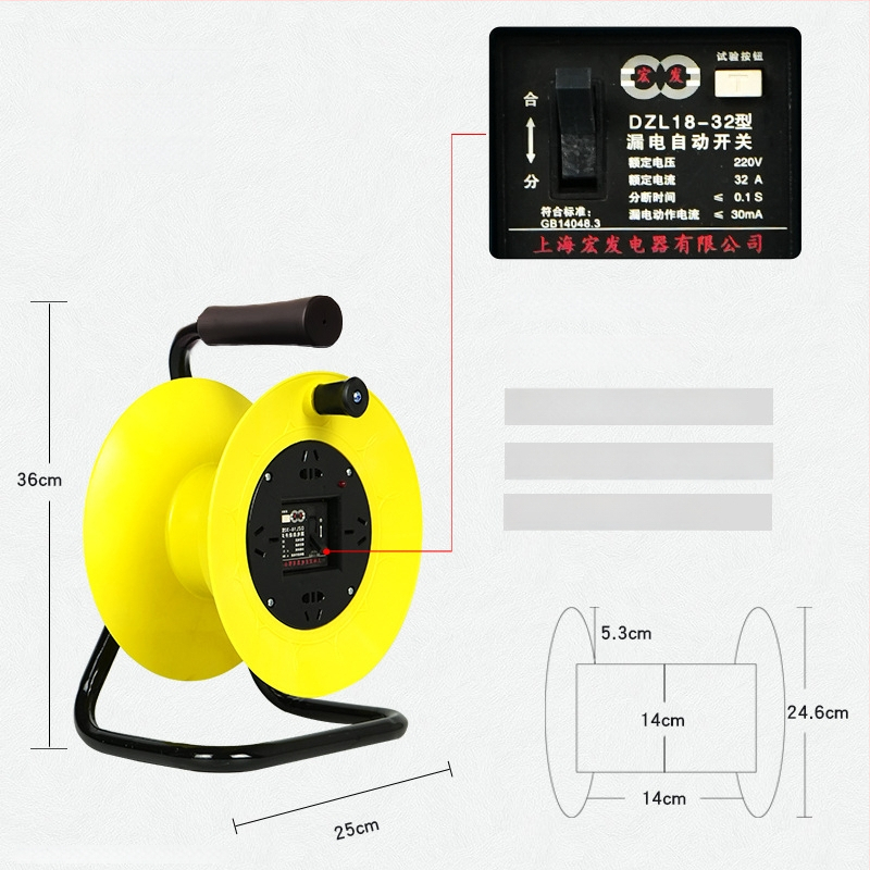 Φορητός κύλινδρος καλωδίου: κενός κύλινδρος, μηχανισμός τύλιξης και κύλινδρος αποθήκευσης