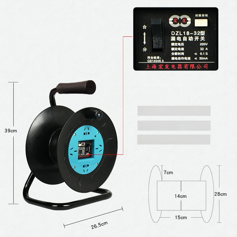 Φορητός κύλινδρος καλωδίου: κενός κύλινδρος, μηχανισμός τύλιξης και κύλινδρος αποθήκευσης