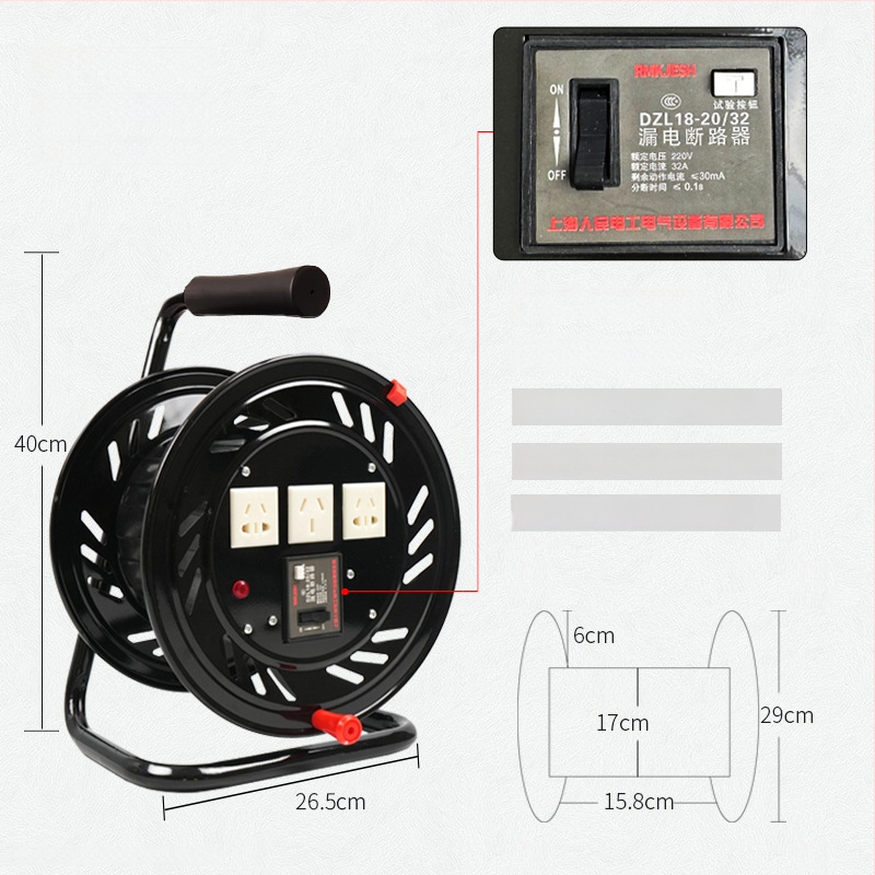 Φορητός κύλινδρος καλωδίου: κενός κύλινδρος, μηχανισμός τύλιξης και κύλινδρος αποθήκευσης