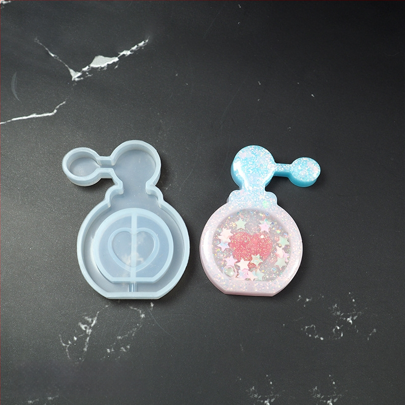 Silicone keychain mold — širdies, žvaigždės, mėnulio ir katės formos UV derva DIY papuošalams
