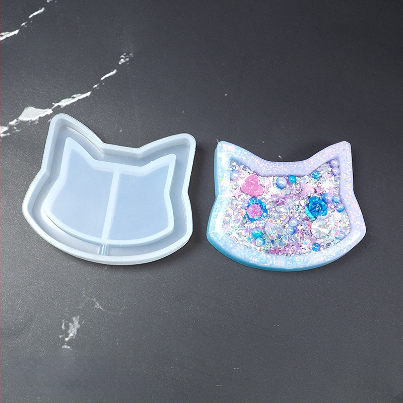 Silicone keychain mold — širdies, žvaigždės, mėnulio ir katės formos UV derva DIY papuošalams