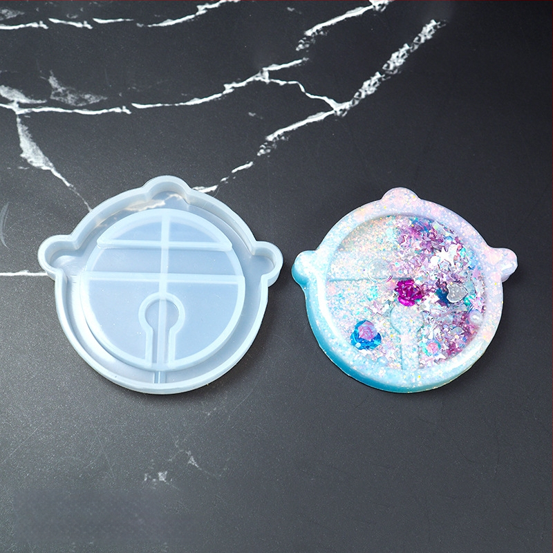 Silicone keychain mold — širdies, žvaigždės, mėnulio ir katės formos UV derva DIY papuošalams