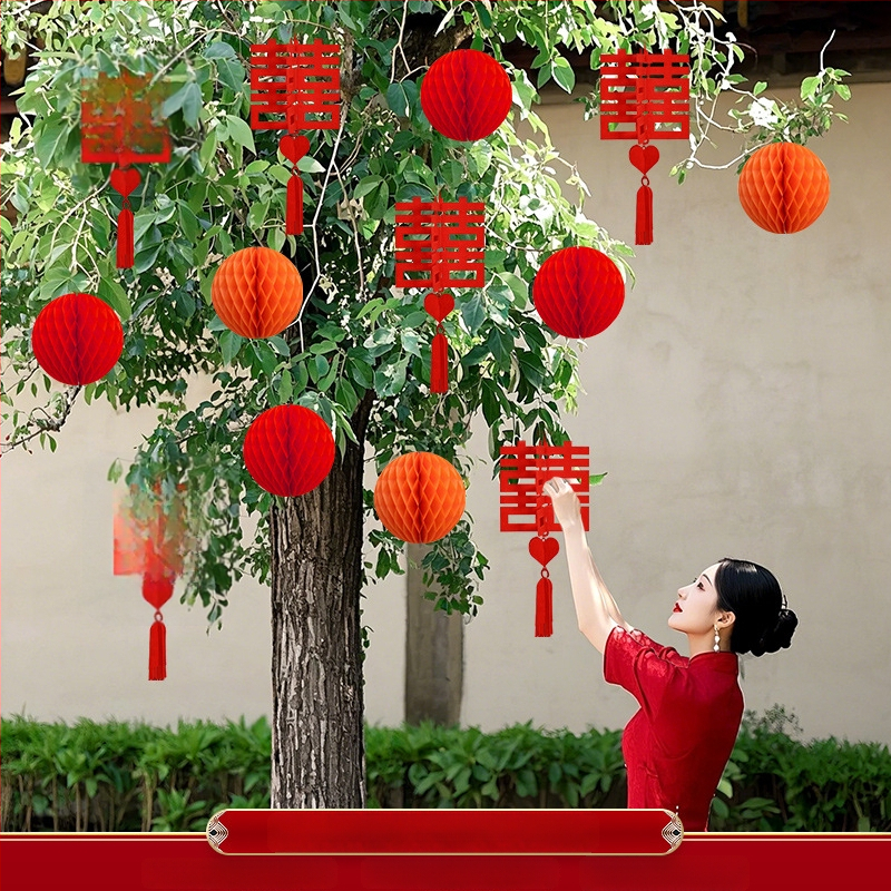 Apskritas popierinės žibinto pakabukas, rankų darbo, skirtas lauko augalų dekoravimui ir vestuvėms