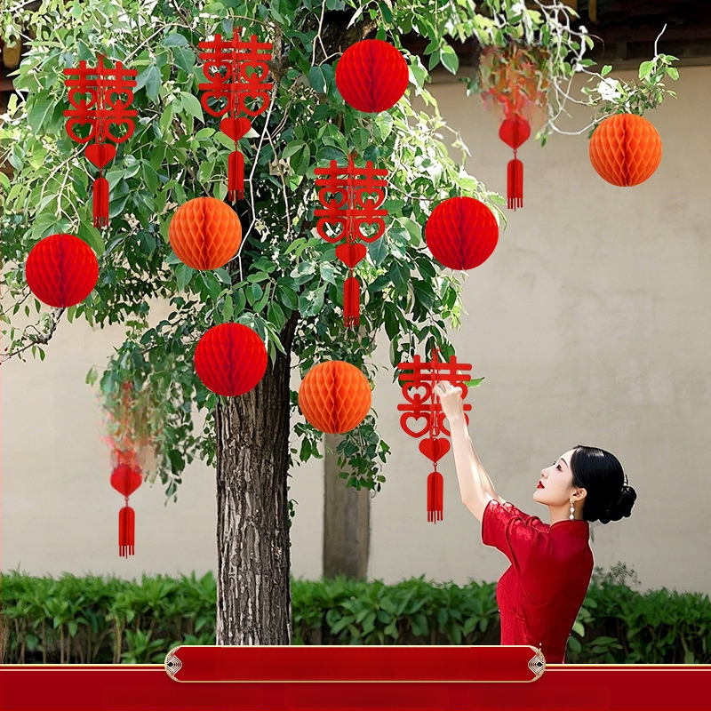 Apskritas popierinės žibinto pakabukas, rankų darbo, skirtas lauko augalų dekoravimui ir vestuvėms