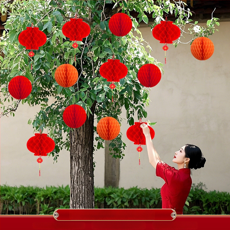Apskritas popierinės žibinto pakabukas, rankų darbo, skirtas lauko augalų dekoravimui ir vestuvėms