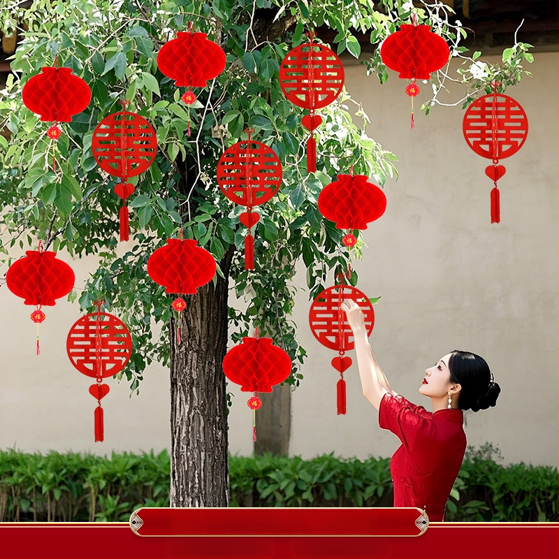 Apskritas popierinės žibinto pakabukas, rankų darbo, skirtas lauko augalų dekoravimui ir vestuvėms