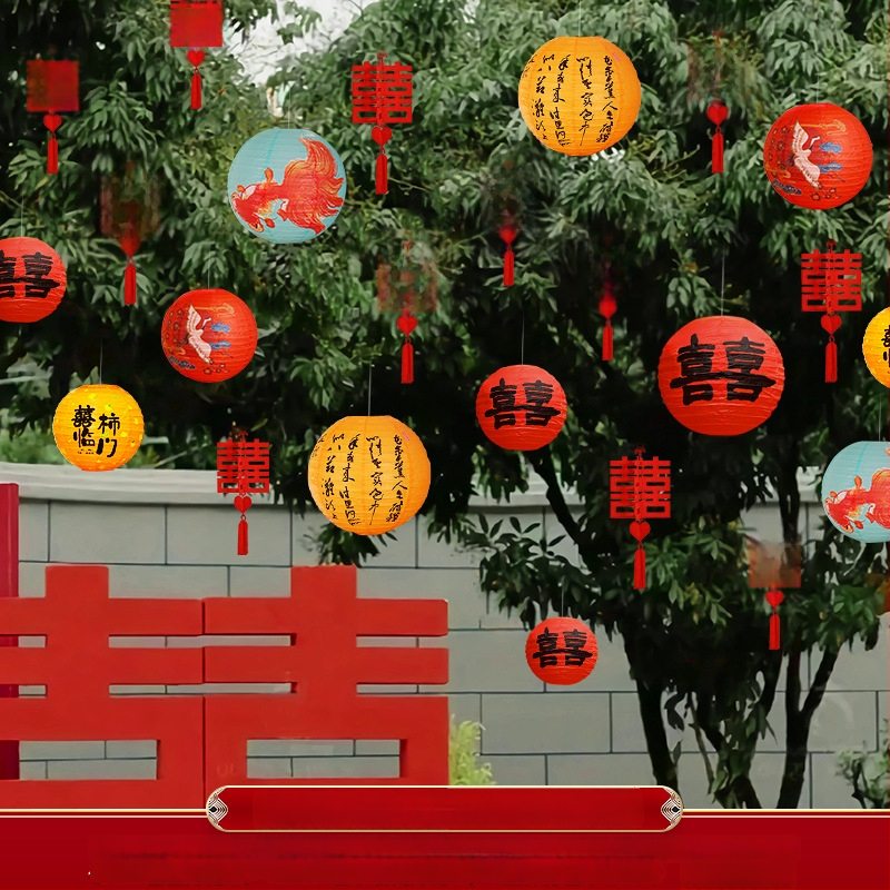 Apskritas popierinės žibinto pakabukas, rankų darbo, skirtas lauko augalų dekoravimui ir vestuvėms