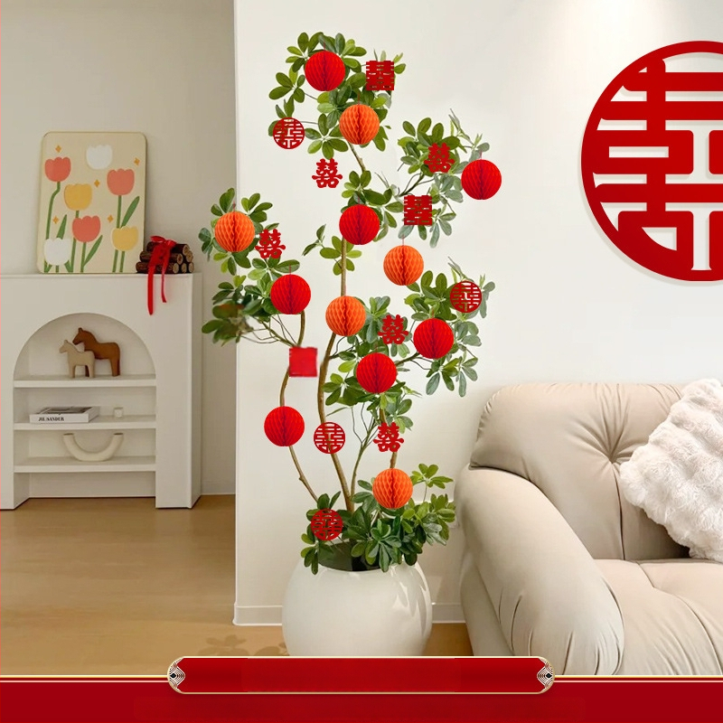 Apskritas popierinės žibinto pakabukas, rankų darbo, skirtas lauko augalų dekoravimui ir vestuvėms