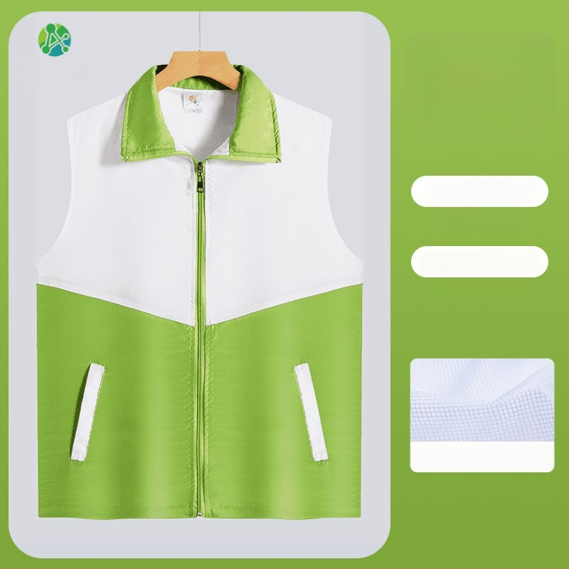 Работен елек с принт лого - цип, без яка, полиестер, основен плат