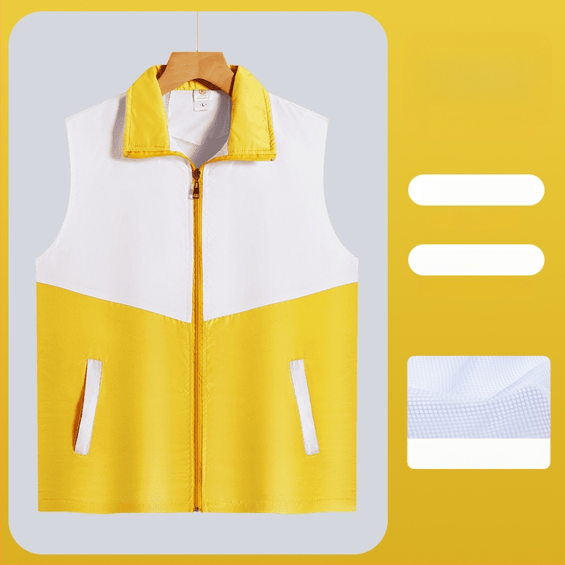 Работен елек с принт лого - цип, без яка, полиестер, основен плат