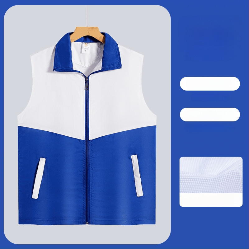 Работен елек с принт лого - цип, без яка, полиестер, основен плат