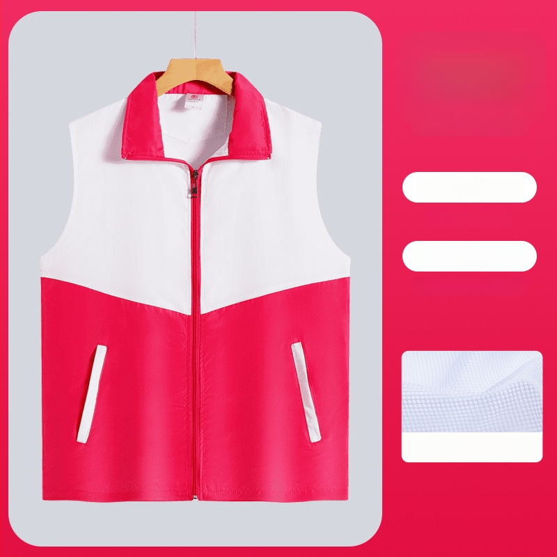 Работен елек с принт лого - цип, без яка, полиестер, основен плат