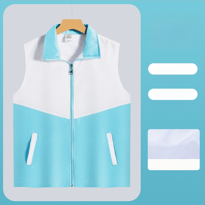 Работен елек с принт лого - цип, без яка, полиестер, основен плат