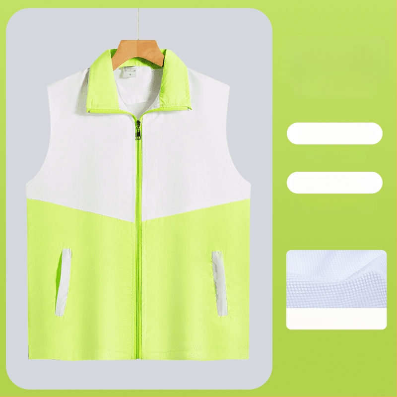 Работен елек с принт лого - цип, без яка, полиестер, основен плат