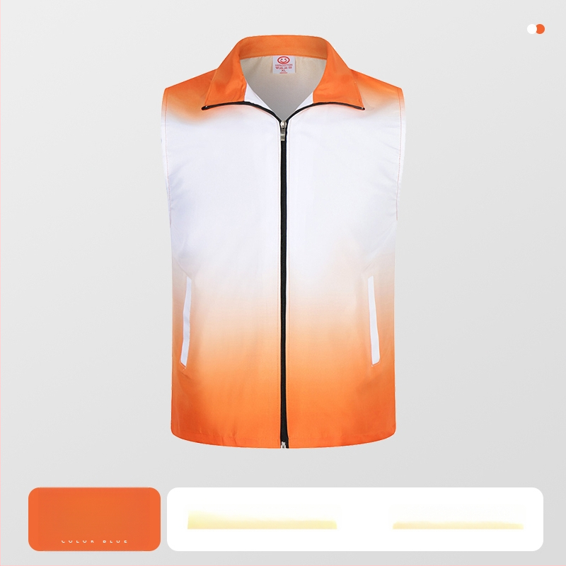 Работен елек с принт лого - цип, без яка, полиестер, основен плат