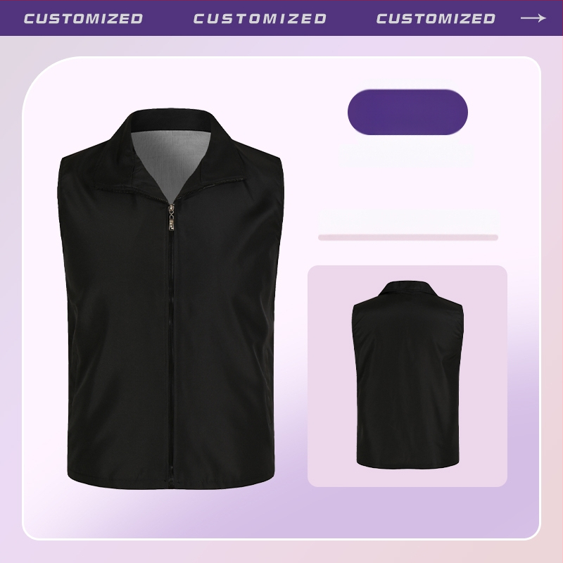 Работен елек с принт лого - цип, без яка, полиестер, основен плат