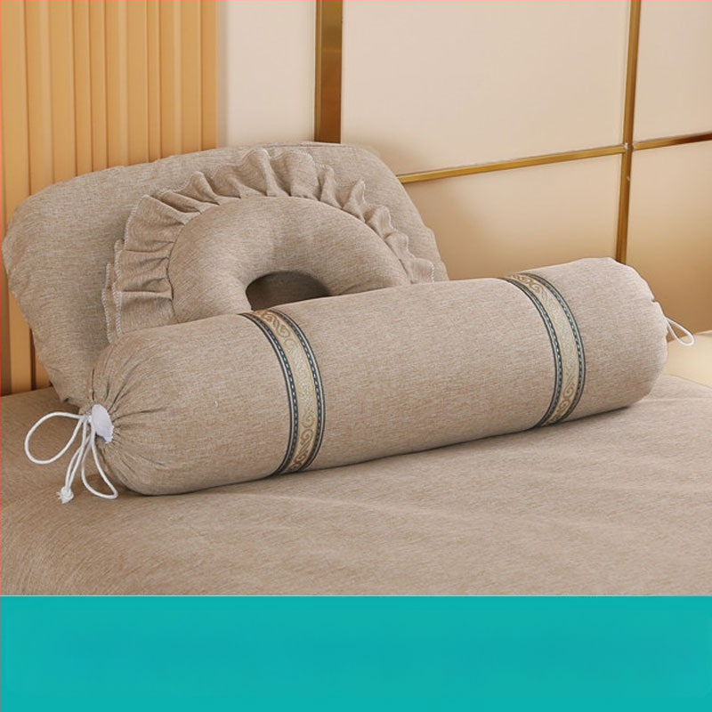 Удължена цилиндрична възглавничка за крак в европейски стил – сваляща се и подходяща за пране, пълнеж от коприна, комплект от четири части