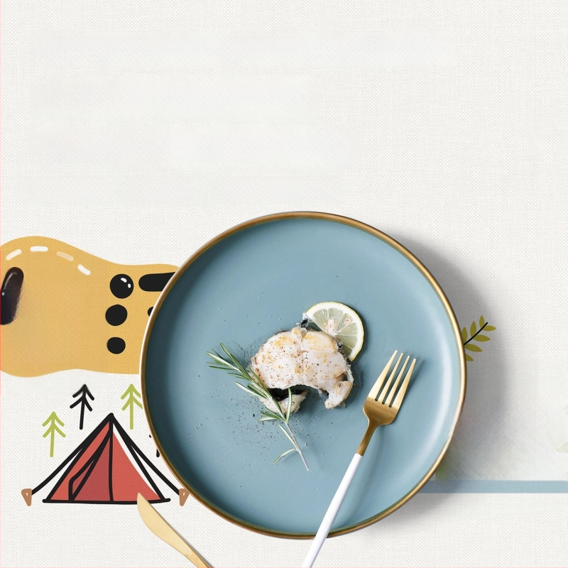 PVC staltiesė kempingui, atspari vandeniui ir aliejui, apsauga nuo nudegimų ir šilumos izoliacija, stačiakampio formos su gėlių raštu, šiuolaikiškas stilius