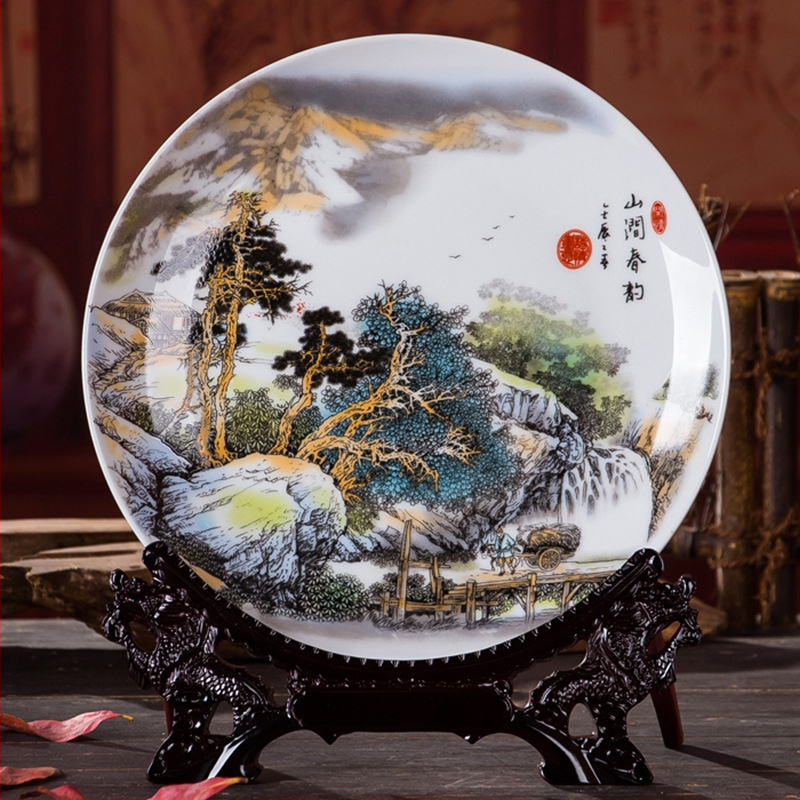 Dekoratyvinė porcelianinė lėkštė, kinų stiliaus, sieninis dekoras svetainei, amatininko kodas 21404813966