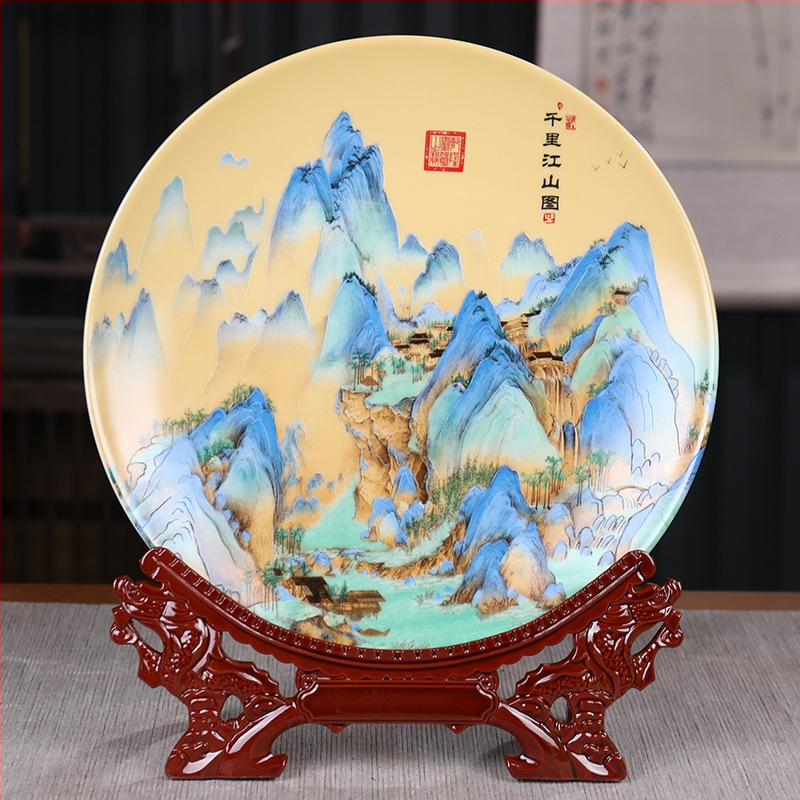 Dekoratyvinė porcelianinė lėkštė, kinų stiliaus, sieninis dekoras svetainei, amatininko kodas 21404813966