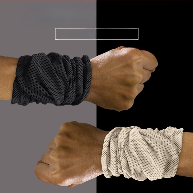 Sportinis riešo rankšluostis, poliesteris, siuvami kraštai, 145 g, greitas atvėsinimas ir džiovinimas, prakaito sugėrimas 0-5 s