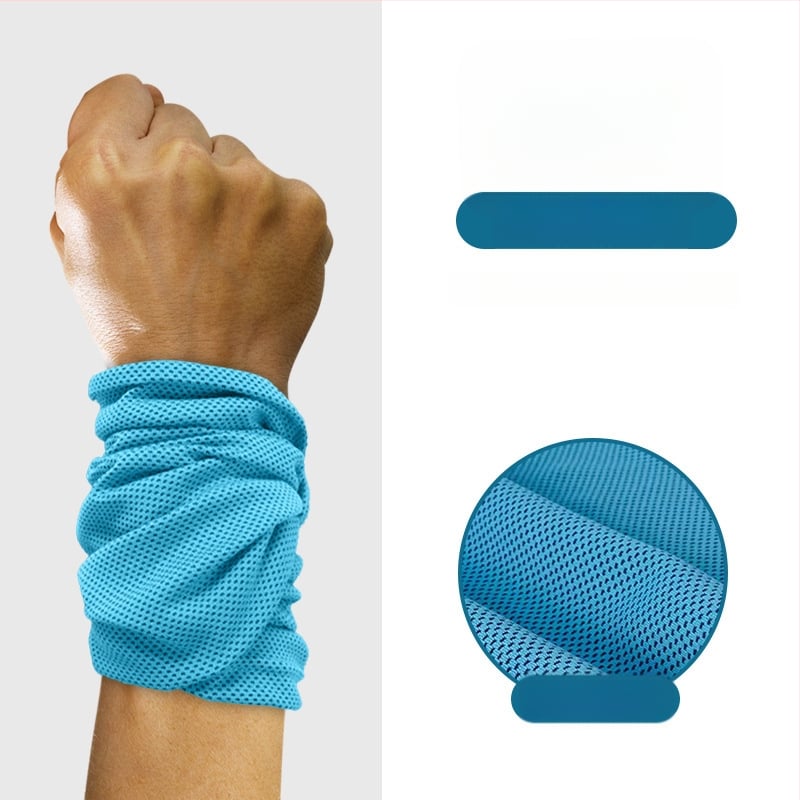 Sportinis riešo rankšluostis, poliesteris, siuvami kraštai, 145 g, greitas atvėsinimas ir džiovinimas, prakaito sugėrimas 0-5 s