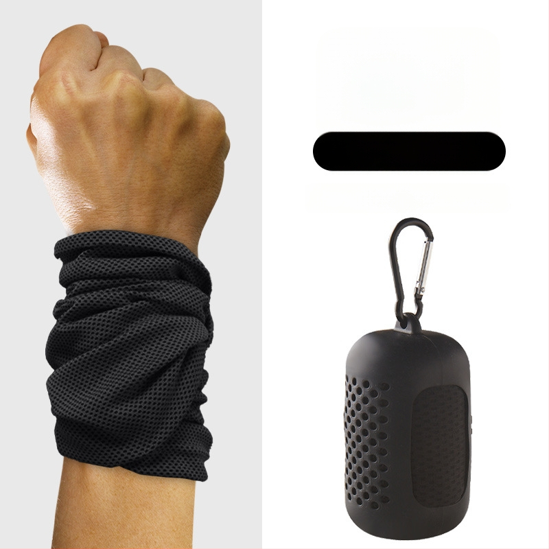 Sportinis riešo rankšluostis, poliesteris, siuvami kraštai, 145 g, greitas atvėsinimas ir džiovinimas, prakaito sugėrimas 0-5 s