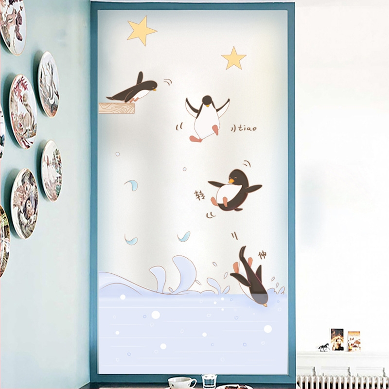 Langų plėvelė su matinou paviršiumi – elektrostatinis prilipimas, PVC; stilius: Naujasis Kinijos stilius; tinkama svetainei, miegamajam ir vonios kambariui