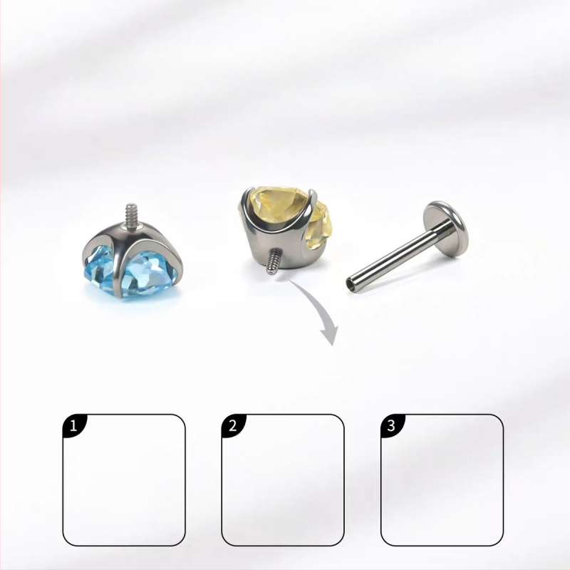 Σκουλαρίκια-καρφιά από κράμα τιτάνιου με ζιρκόν κρύσταλλο και επεξεργασία ζιρκόνια, unisex minimalist