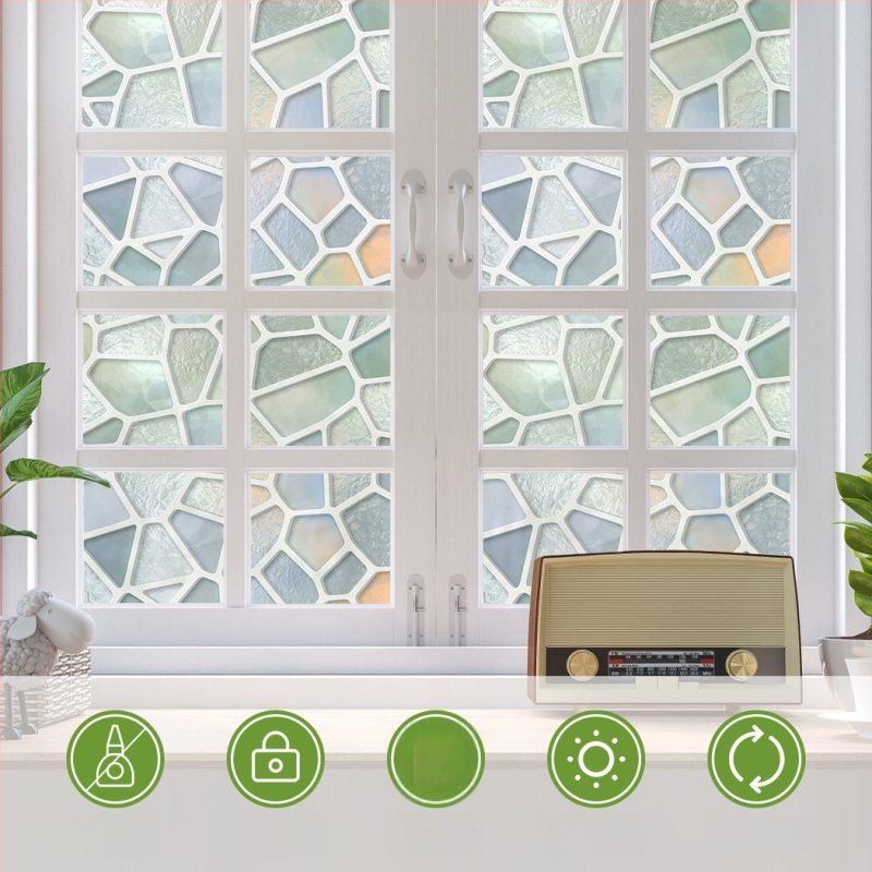 Elektrostatinis stiklo plėvelė langams - PVC medžiaga, modernus minimalistinis stilius, raštas: Kitas, pritaikoma apdaila