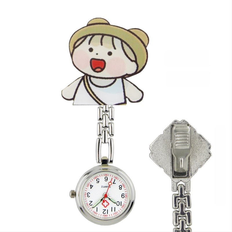 Slaugytojos karikatūrinis laikrodis su kvarcinio judėjimu, cinko lydinio korpuss ir apyrankė, apvalus laikrodis