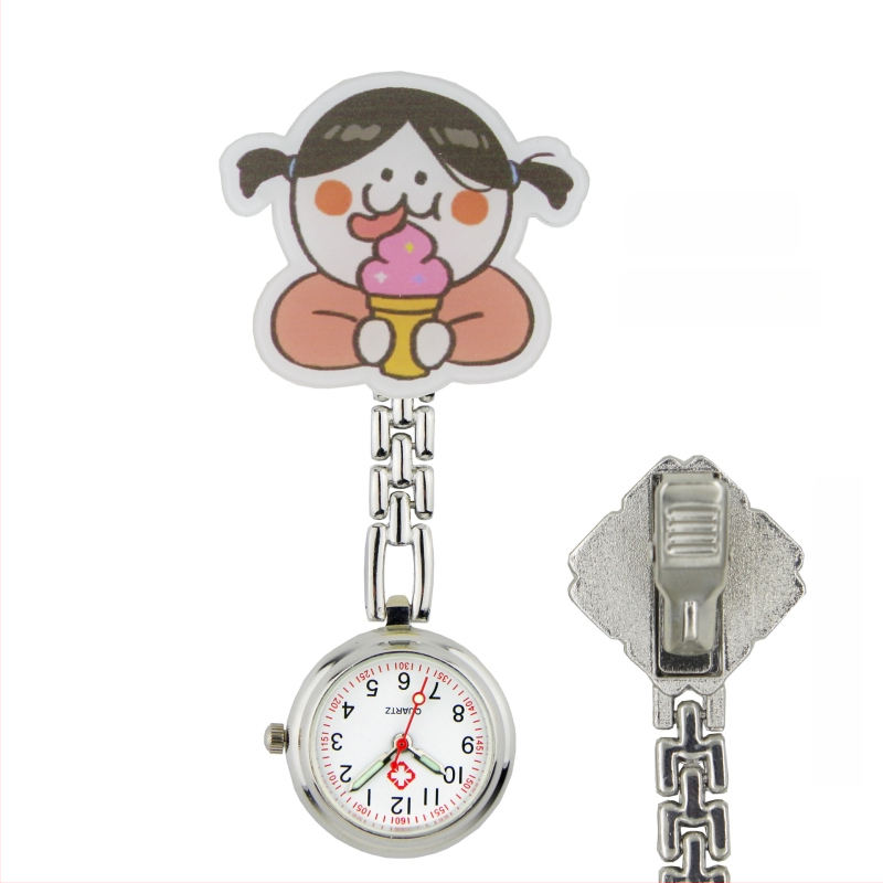 Slaugytojos karikatūrinis laikrodis su kvarcinio judėjimu, cinko lydinio korpuss ir apyrankė, apvalus laikrodis