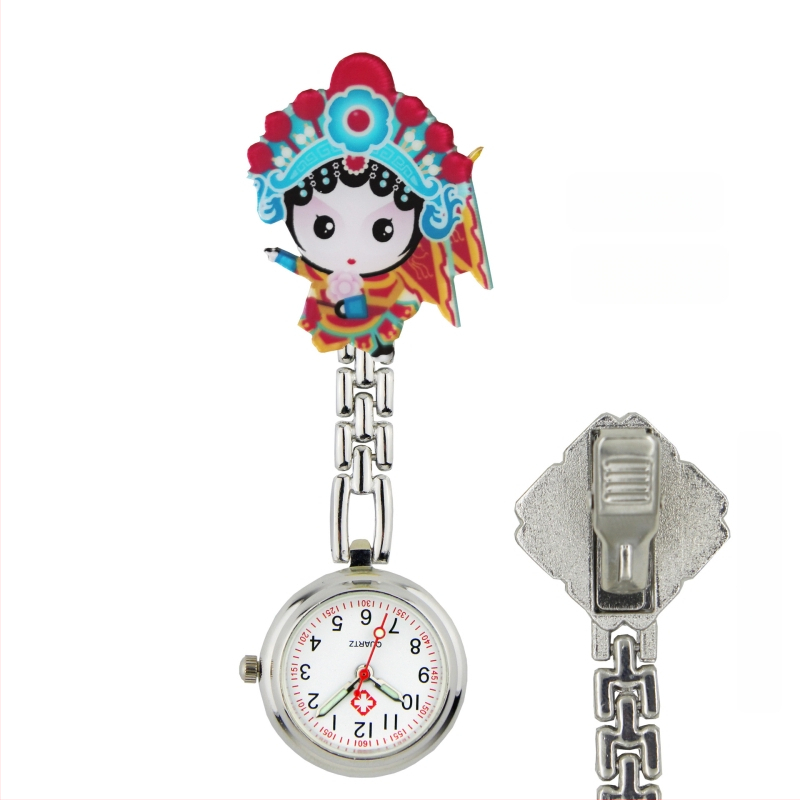 Slaugytojos karikatūrinis laikrodis su kvarcinio judėjimu, cinko lydinio korpuss ir apyrankė, apvalus laikrodis