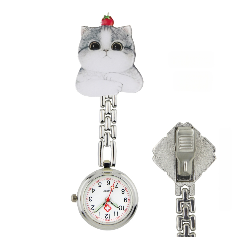 Slaugytojos karikatūrinis laikrodis su kvarcinio judėjimu, cinko lydinio korpuss ir apyrankė, apvalus laikrodis