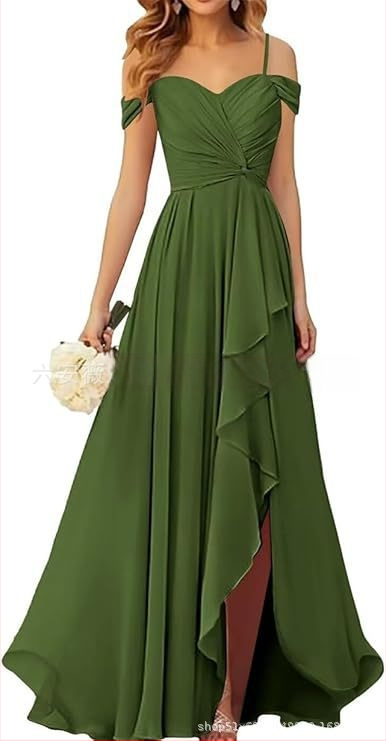 Вечерна рокля с презрамки тип потник, без ръкав, дълга пола, плисирана, полиестер