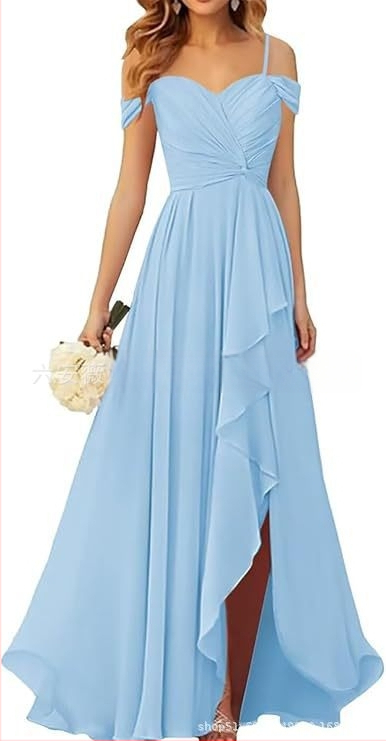 Вечерна рокля с презрамки тип потник, без ръкав, дълга пола, плисирана, полиестер