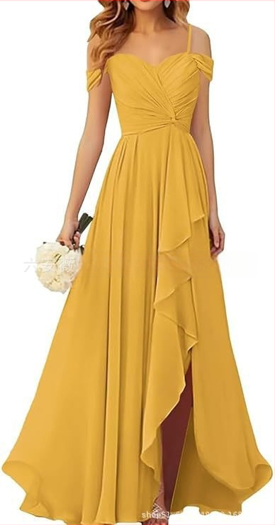 Вечерна рокля с презрамки тип потник, без ръкав, дълга пола, плисирана, полиестер