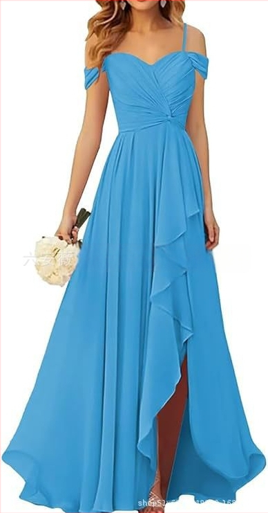 Вечерна рокля с презрамки тип потник, без ръкав, дълга пола, плисирана, полиестер