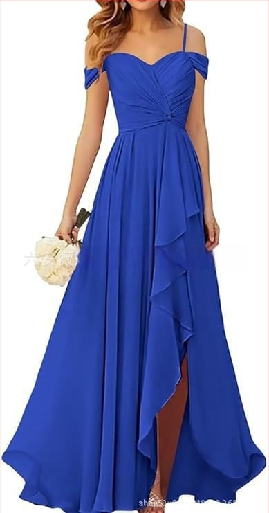 Вечерна рокля с презрамки тип потник, без ръкав, дълга пола, плисирана, полиестер