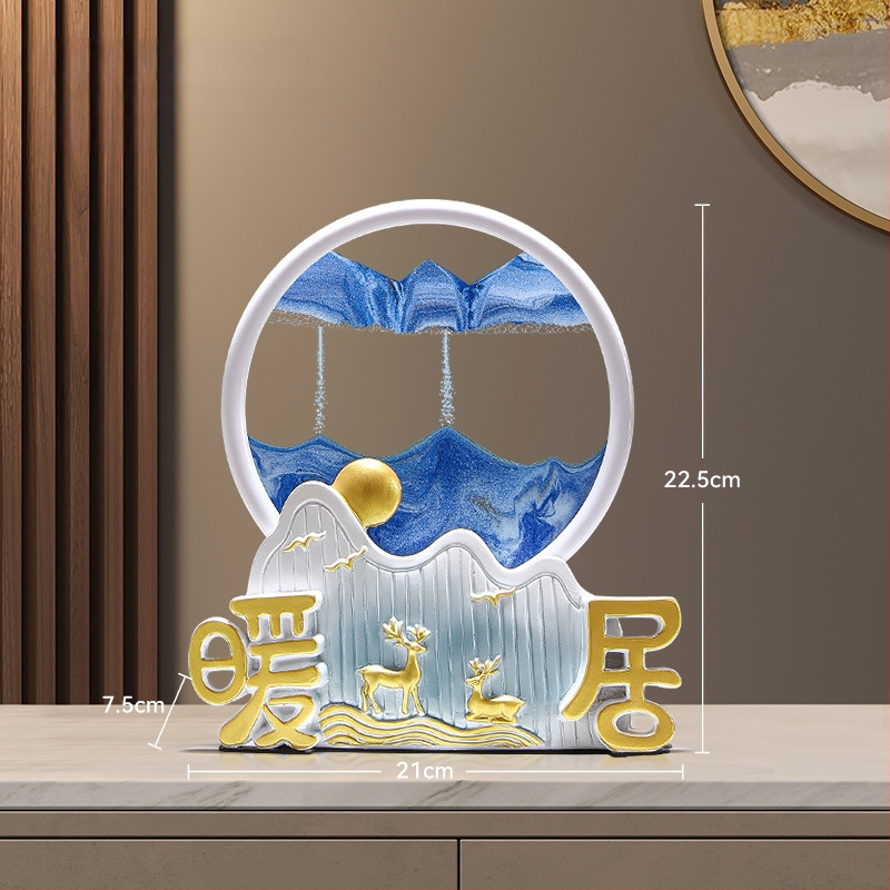 Figūra iš dervos su smėlio paveikslu elniui – dekoras svetainei, TV spintai ir įėjimo zonai – Naujasis Kinų stilius, be pritaikymo