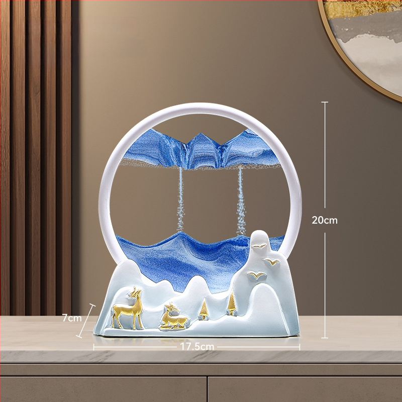 Figūra iš dervos su smėlio paveikslu elniui – dekoras svetainei, TV spintai ir įėjimo zonai – Naujasis Kinų stilius, be pritaikymo