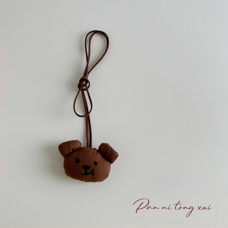 Bērnu kaklarota - rokām darināta, kokvilnas materiāls, karikatūras figūriņa ar 11 cm pagarināšanas ķēdi